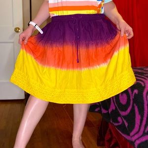 Lane Bryant yellow, purple and orange tie dye skirt